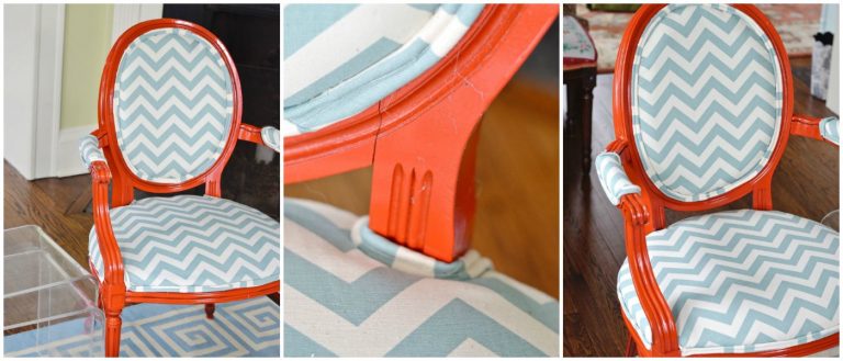 Redo In Red & Chevron: DIY Upholstered Arm Chairs
