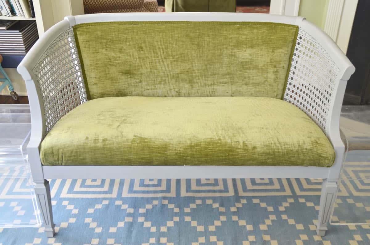 Refinishing a dated loveseat with chalkpaint and new upholstery.