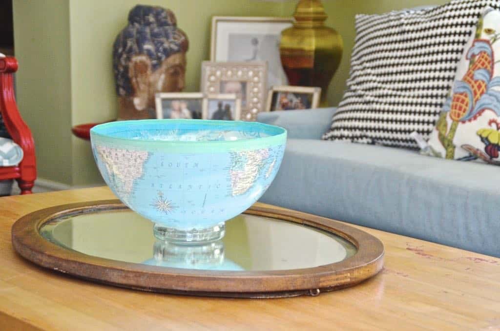 Turning a thrifted classroom globe into a functional and decorative bowl.