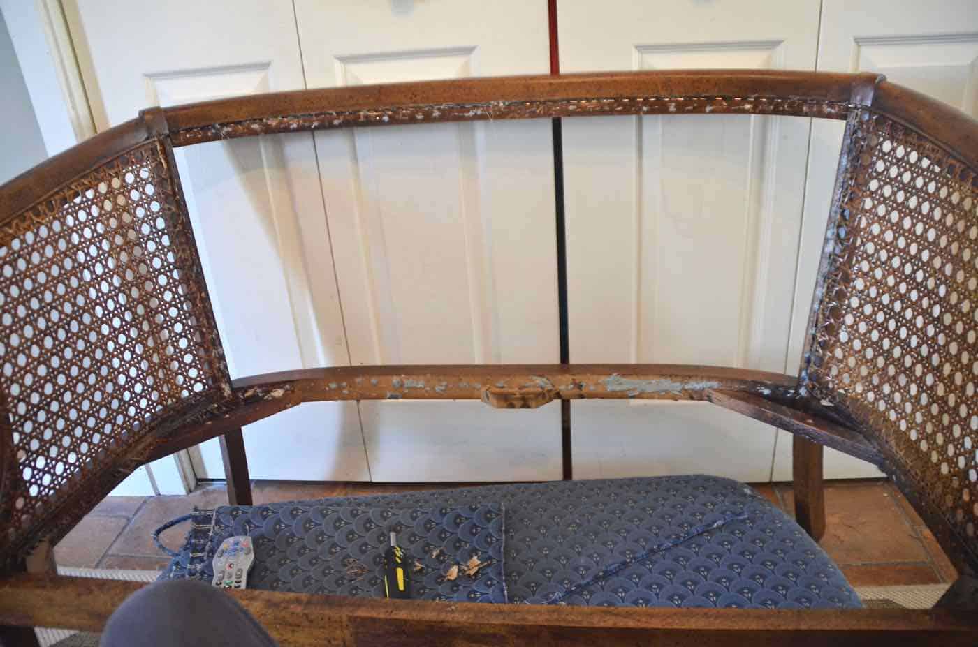 Refinishing a dated loveseat with chalkpaint and new upholstery.