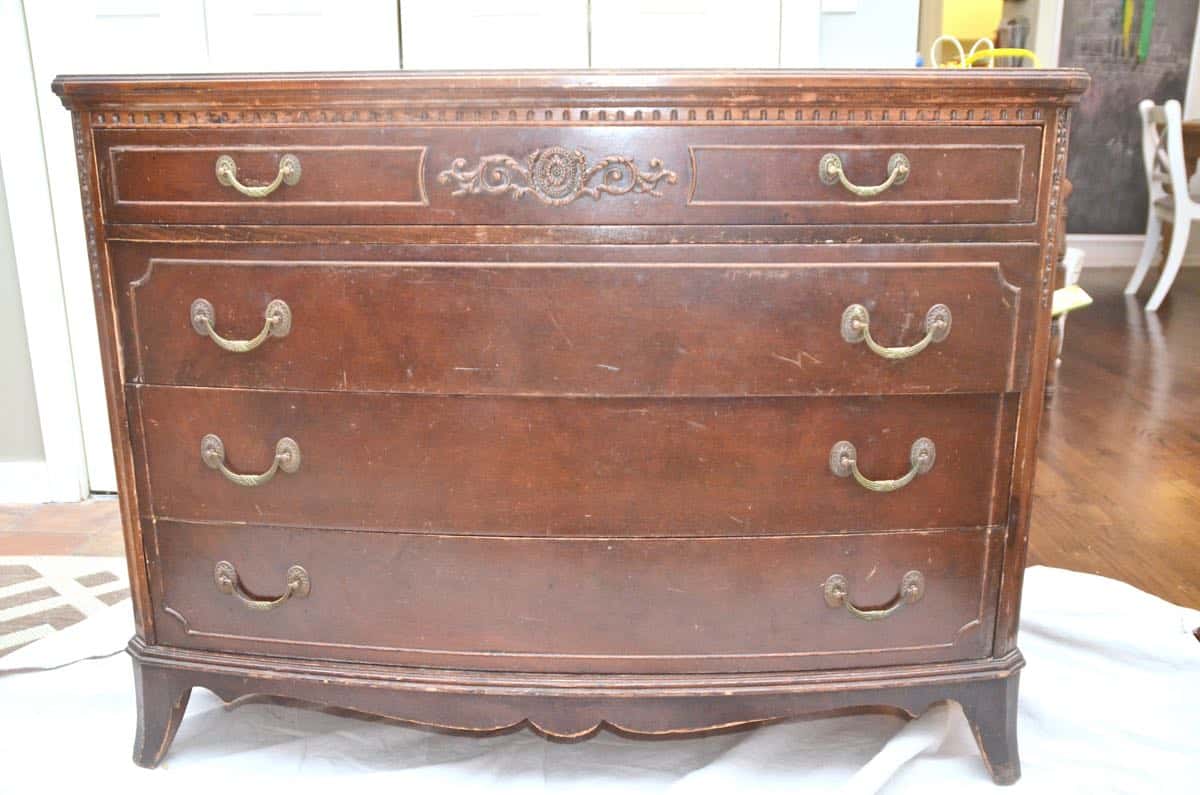 Old bureau gets a fresh look and is now a colorful striped dresser for the master bedroom. 