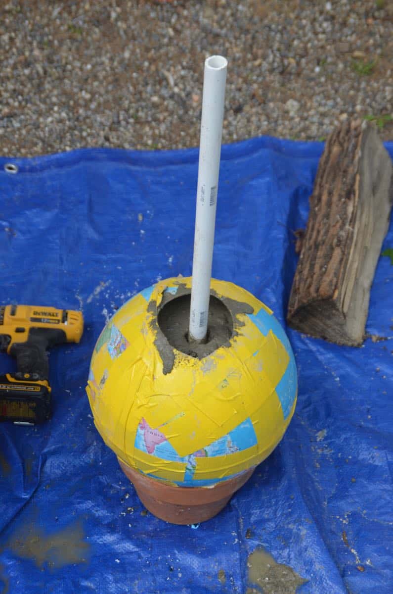 Make a bubbling concrete orb backyard fountain.