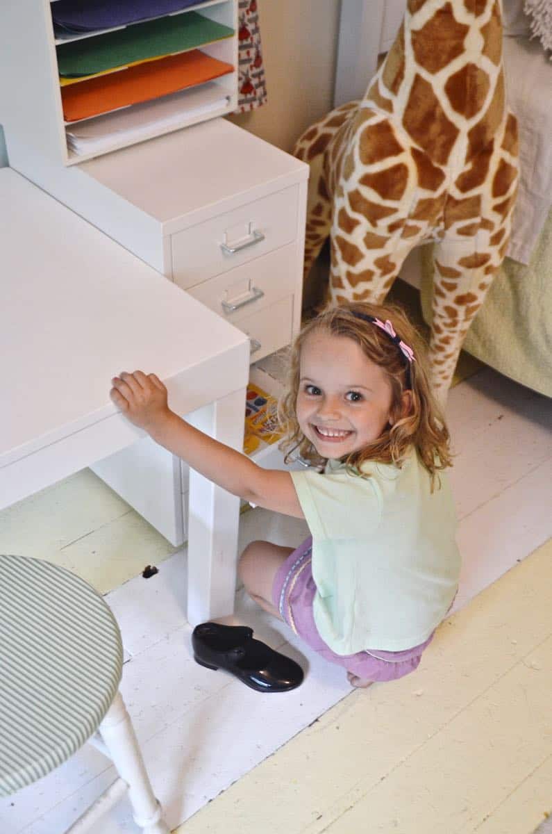 Budget kids art center against a small wall in our playroom.