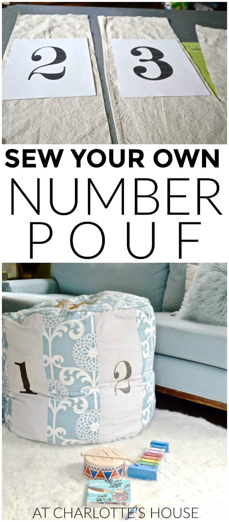 Sew your own Land of nod inspired number pouf.