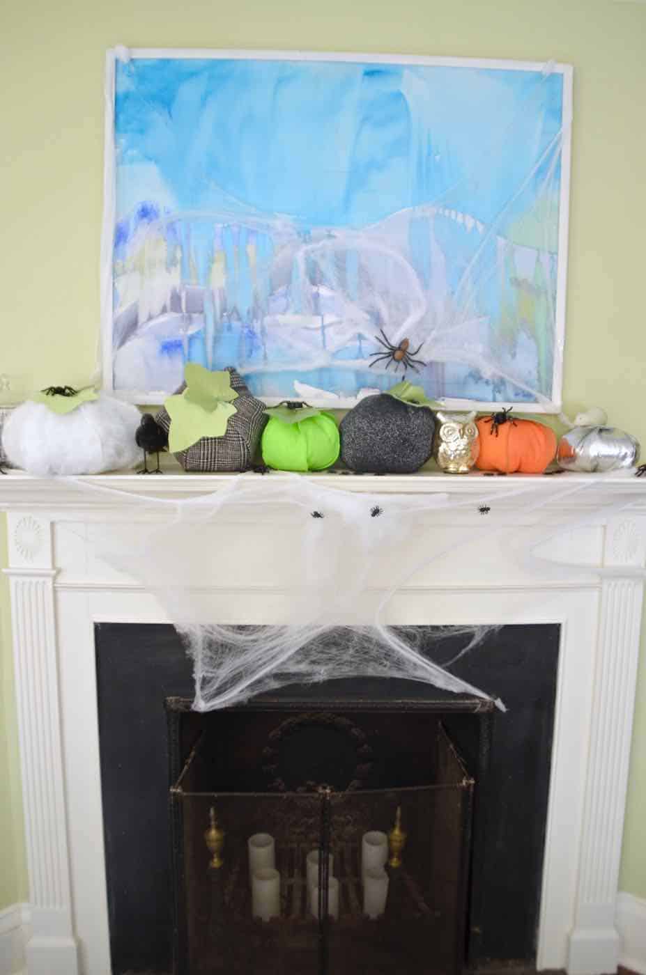 Stuffed pumpkins made from scrap fabric all ready for Halloween decor.