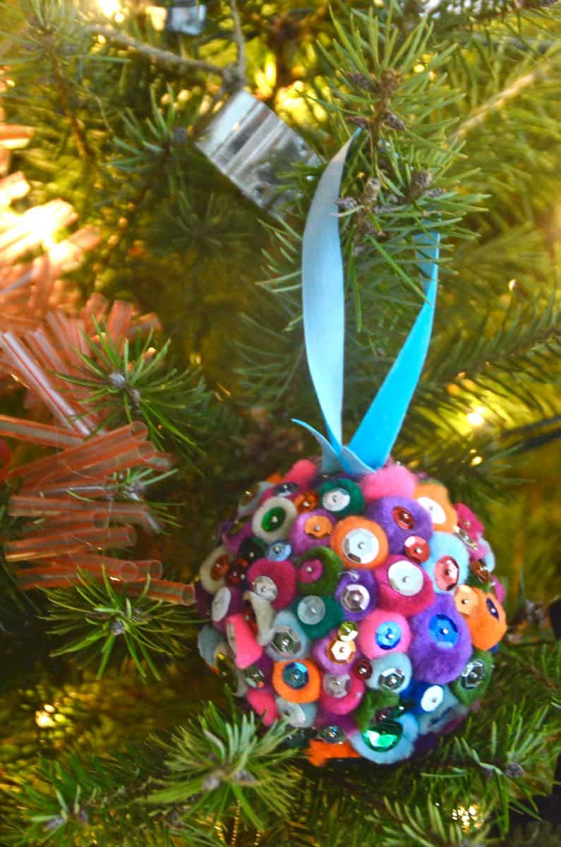 colorful pom pom holiday decor