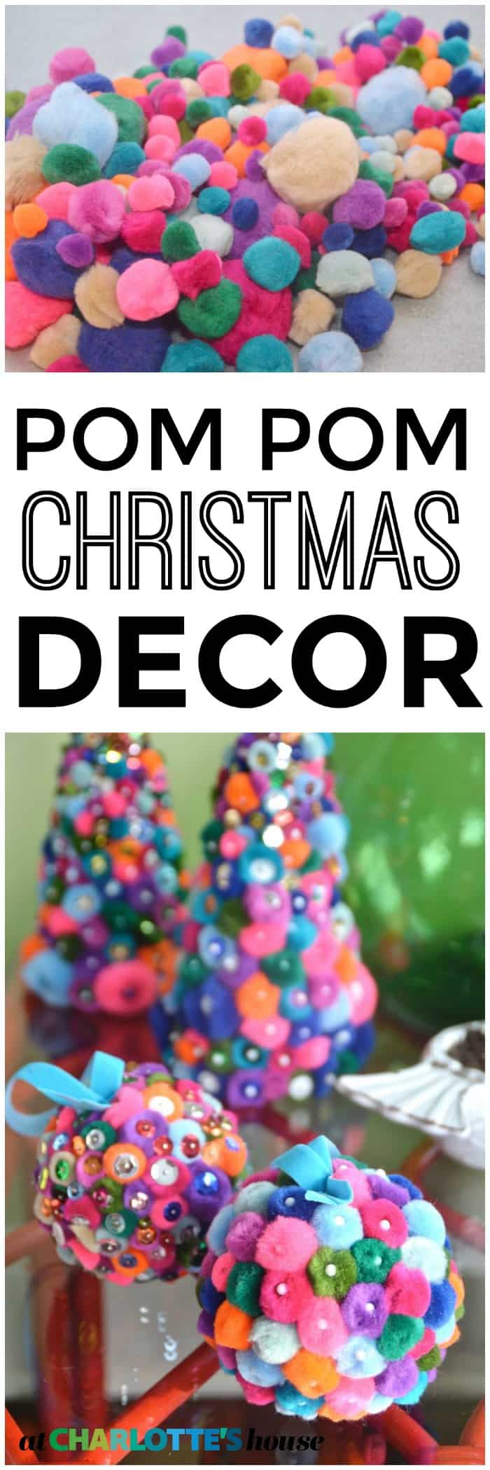 colorful pom pom holiday decor