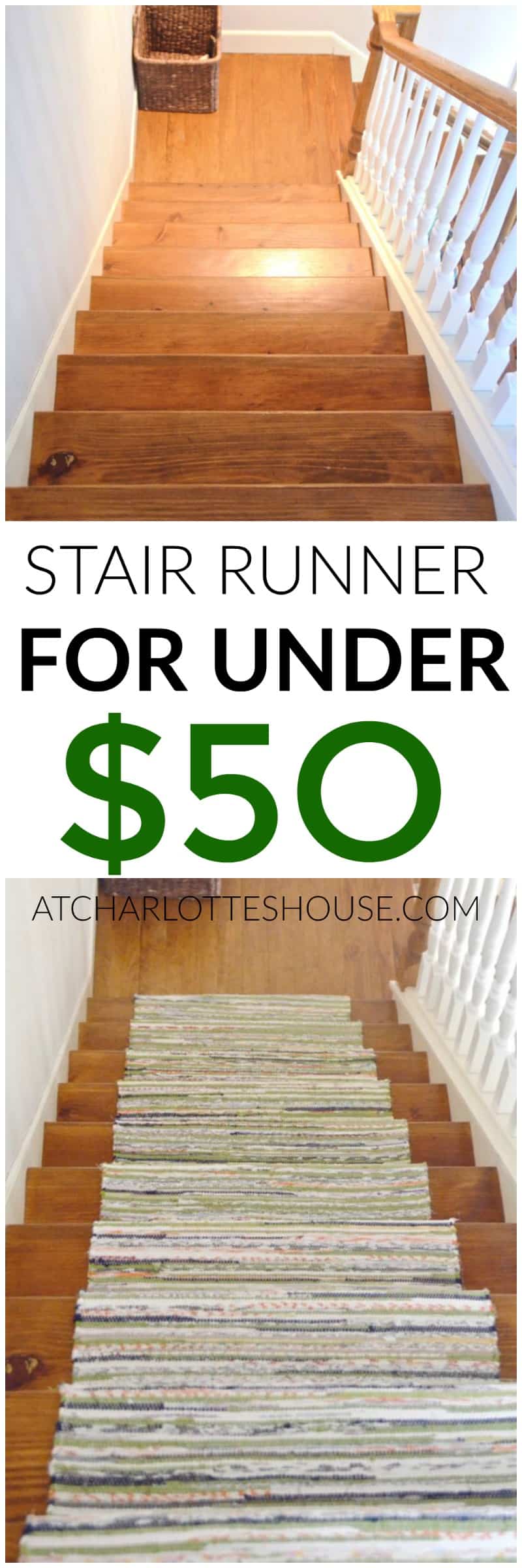 We installed this custom stair runner for under $50.