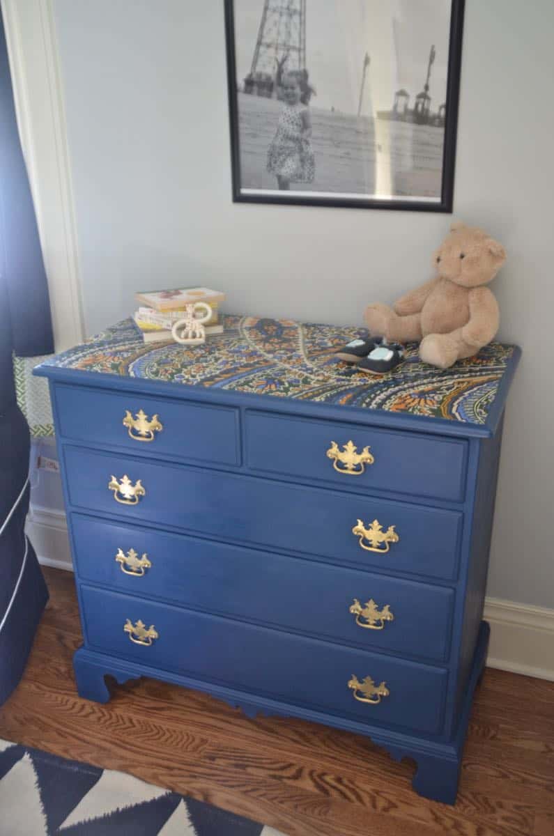 Fabric Topped Dresser Makeover