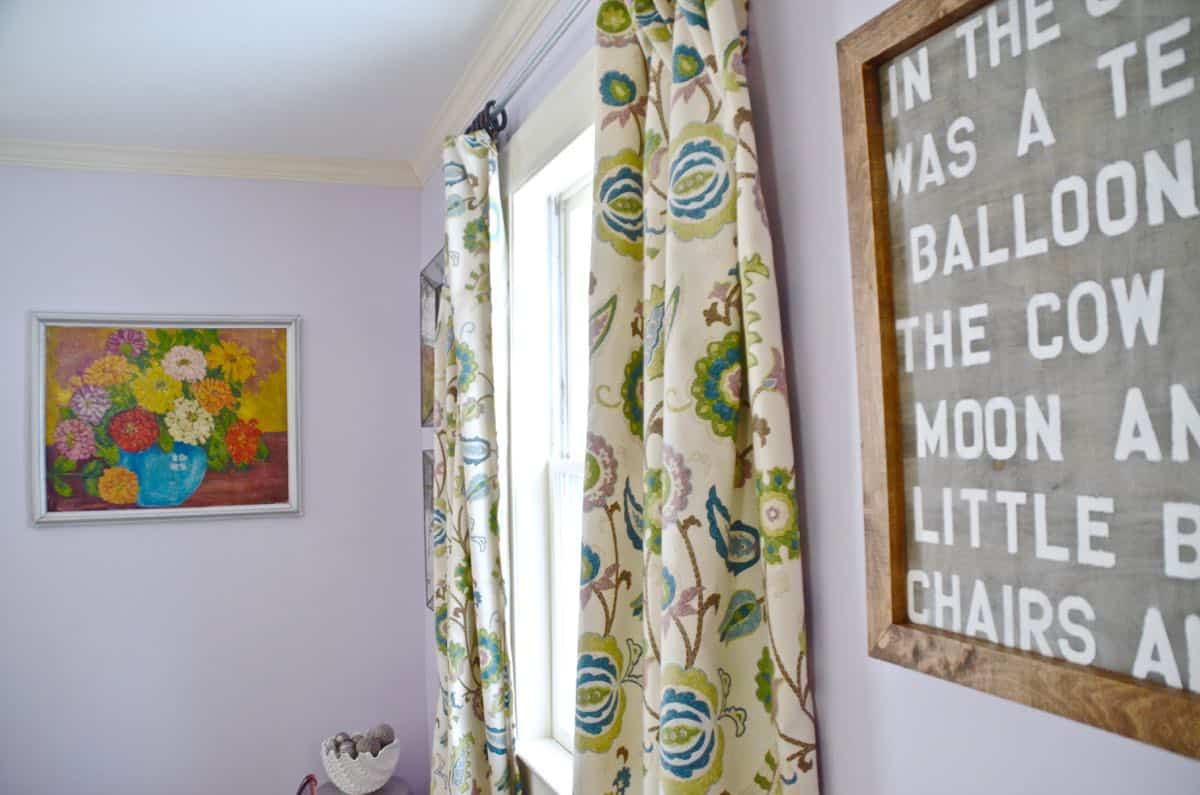 This dining room gets a colorful makeover with a coat of lovely lavender paint.