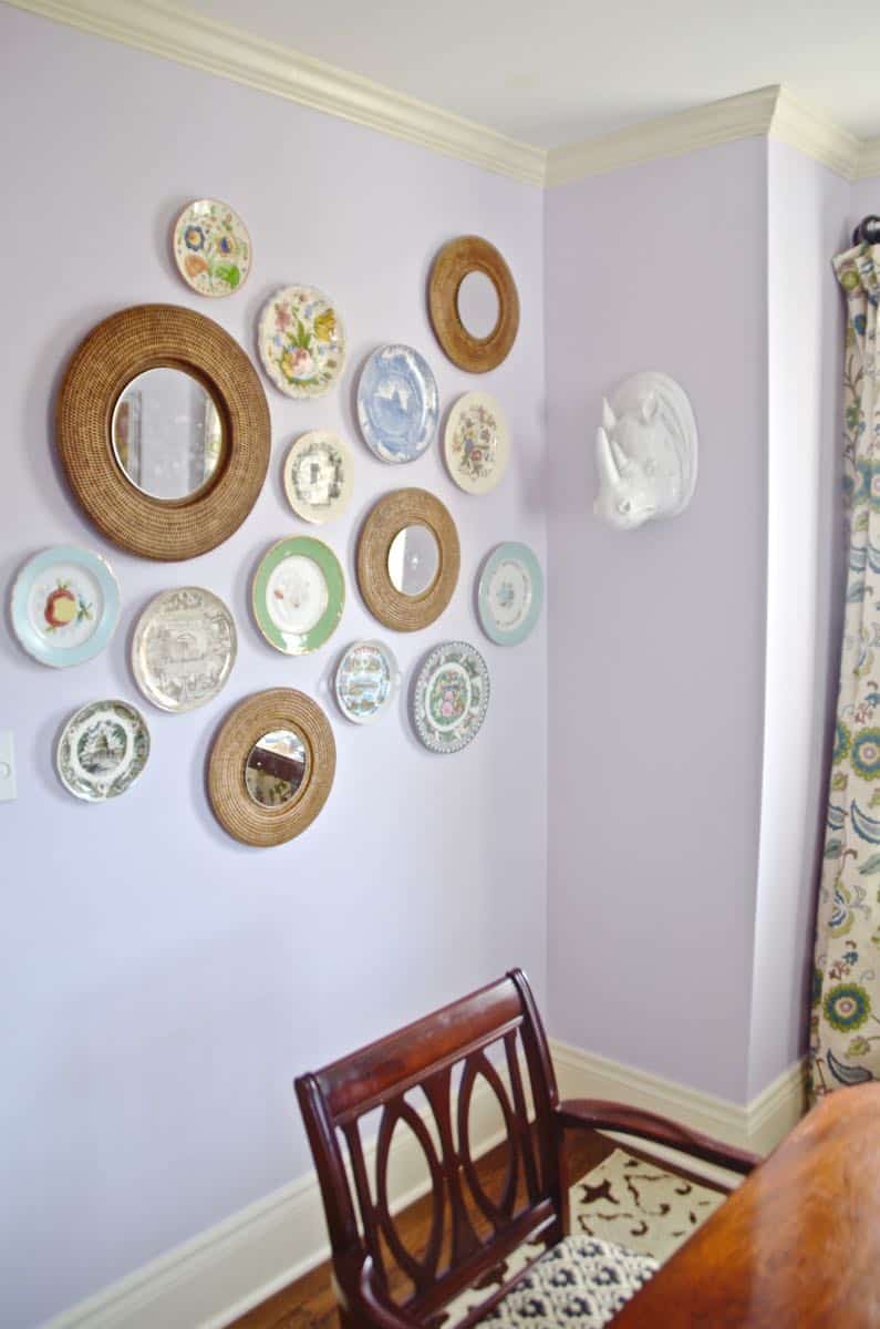 This dining room gets a colorful makeover with a coat of lovely lavender paint.