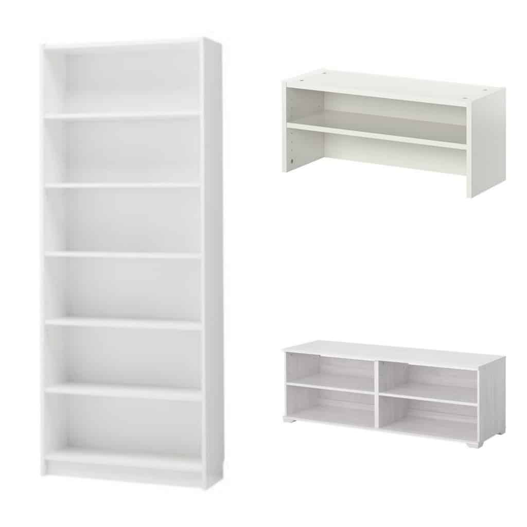 Transforming Ikea billy bookshelves into upscale looking built in shelving.