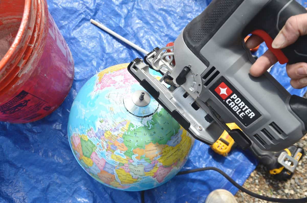 Make a bubbling concrete orb backyard fountain.