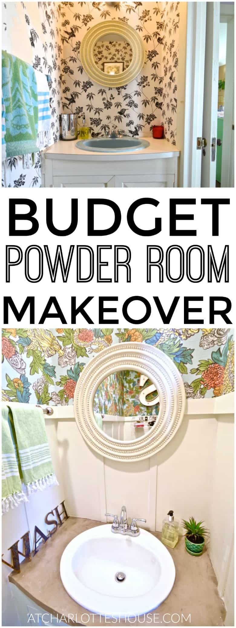 I was able to makeover every surface in this powder room for a fraction of a price it might have cost me!