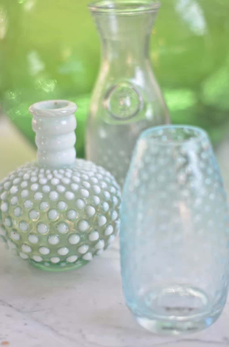 DIY hobnail glass out of plain thrift store glassware.