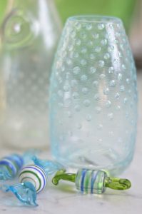 DIY hobnail glass out of plain thrift store glassware.