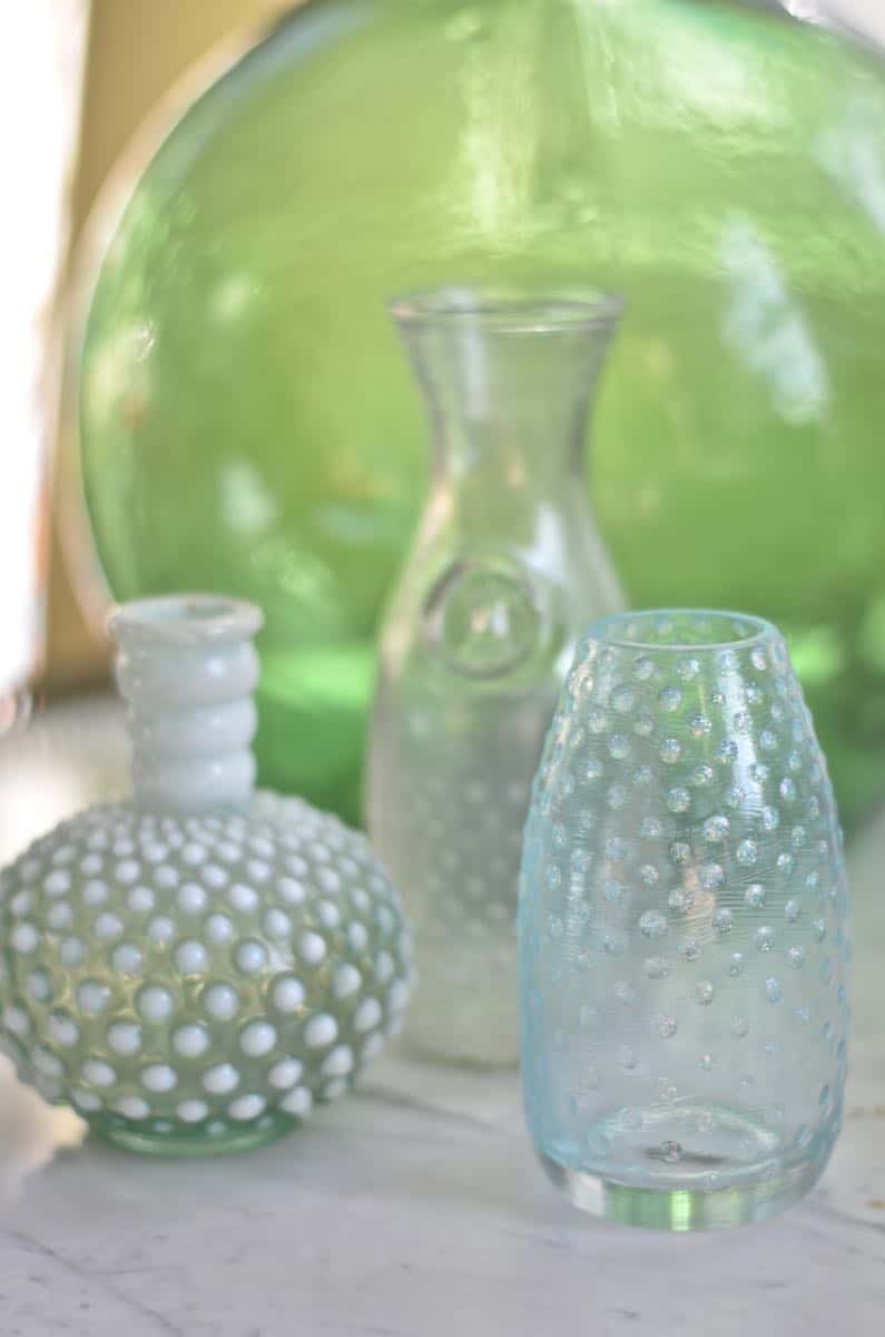 DIY hobnail glass out of plain thrift store glassware.