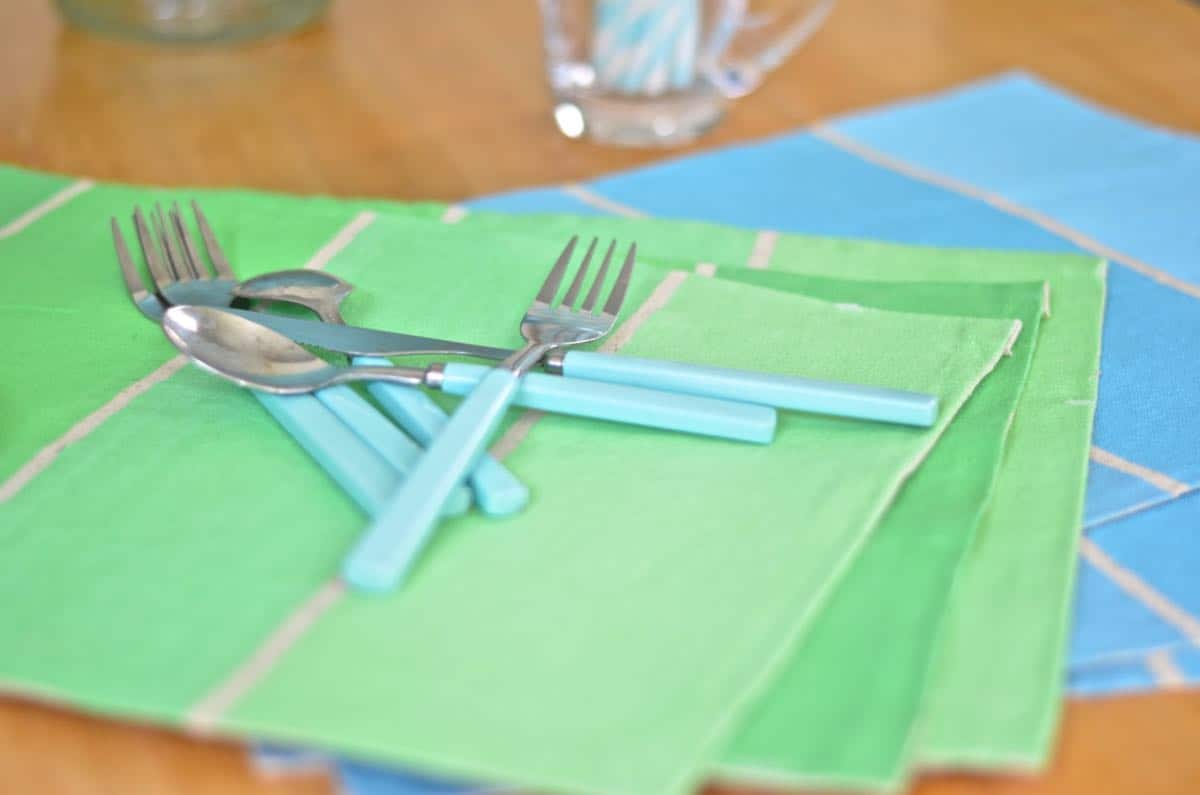 DIY drop cloth paint swatch placemats