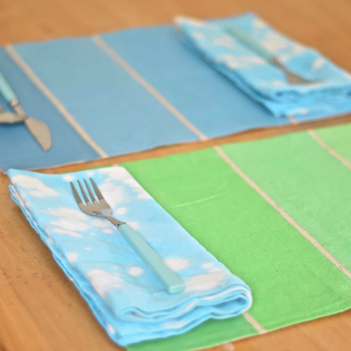 DIY drop cloth paint swatch placemats