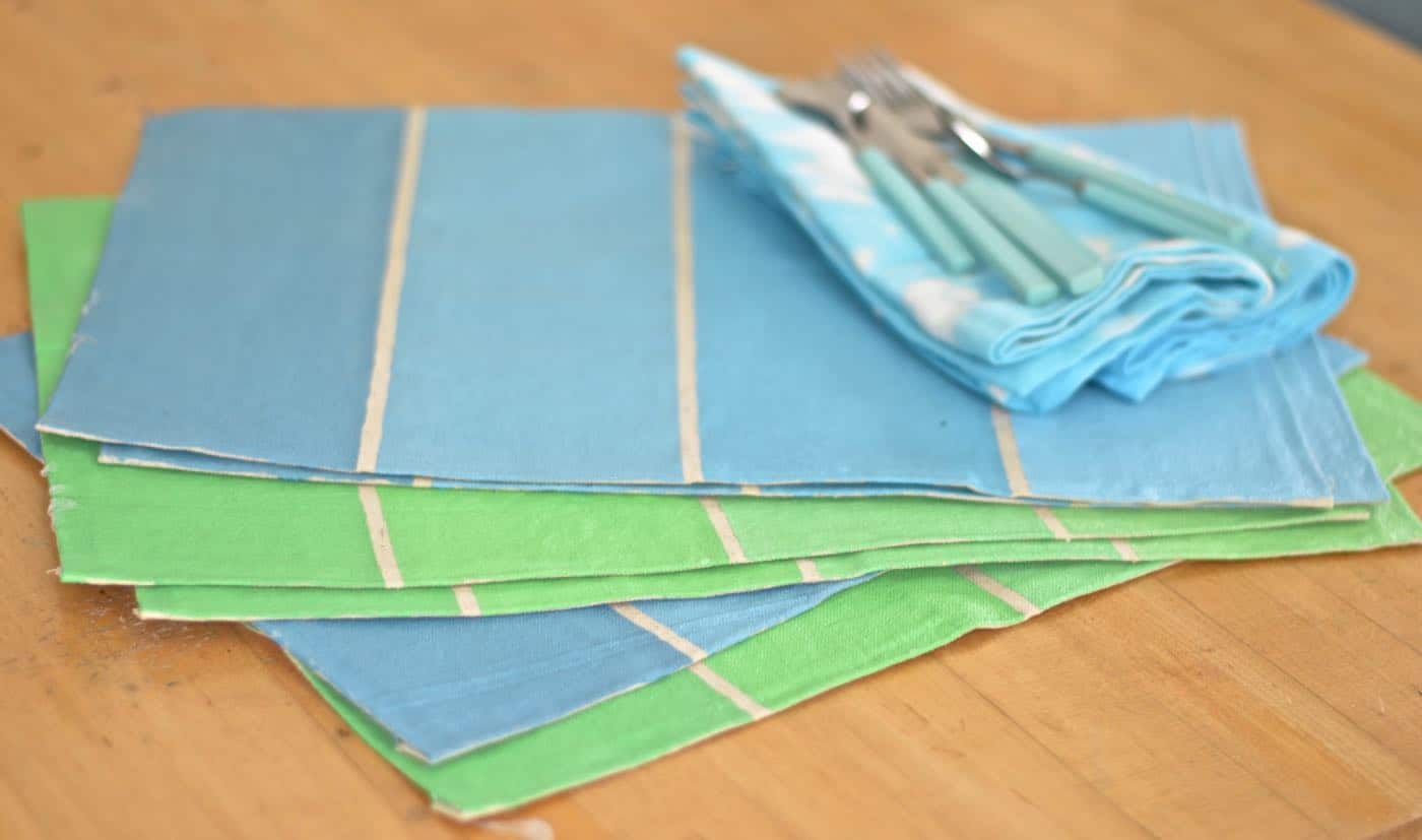 DIY drop cloth paint swatch placemats