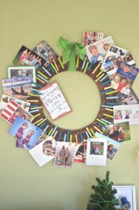 Plywood and clothes pins christmas card holder
