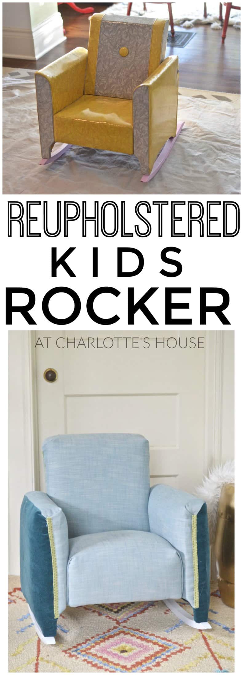 how to reupholster a dated kids rocking chair