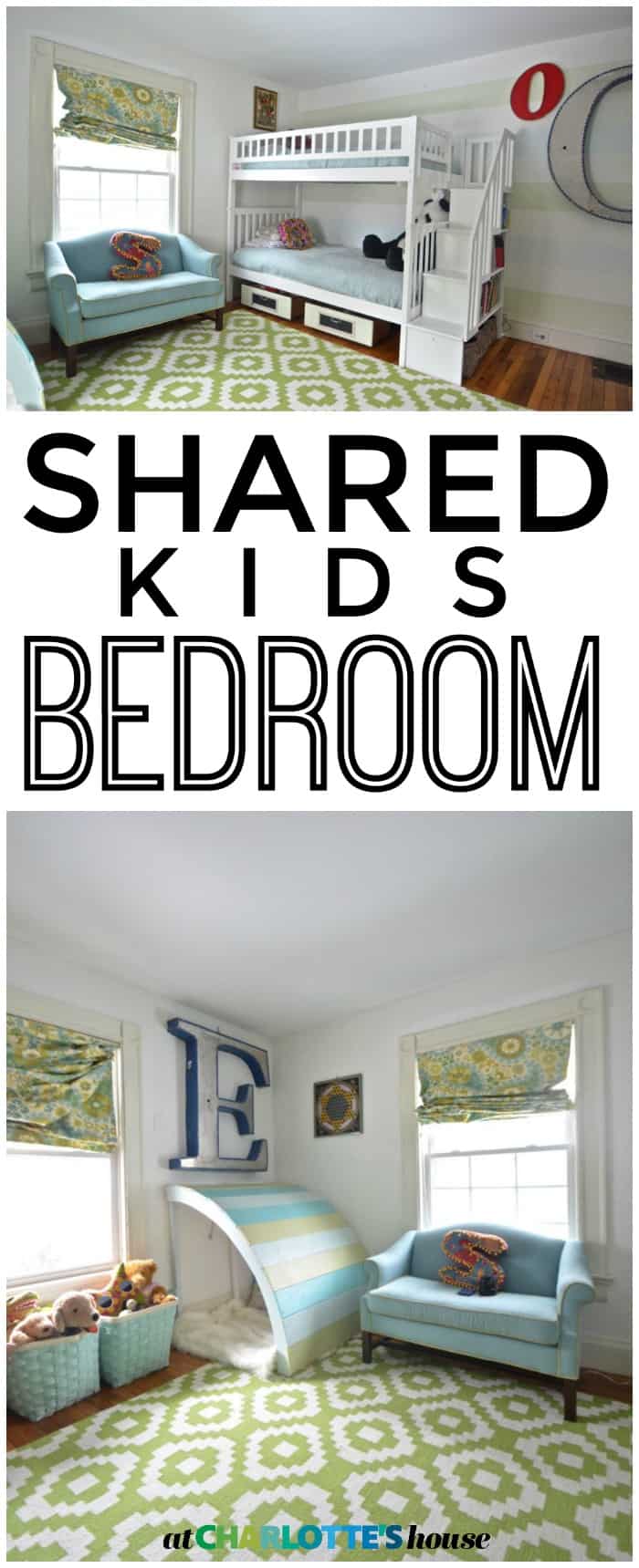 Boy and girl shared bedroom design.