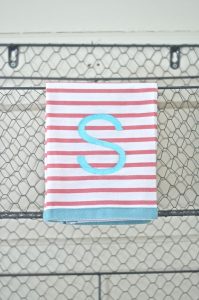 Embossed monogrammed hand towel.