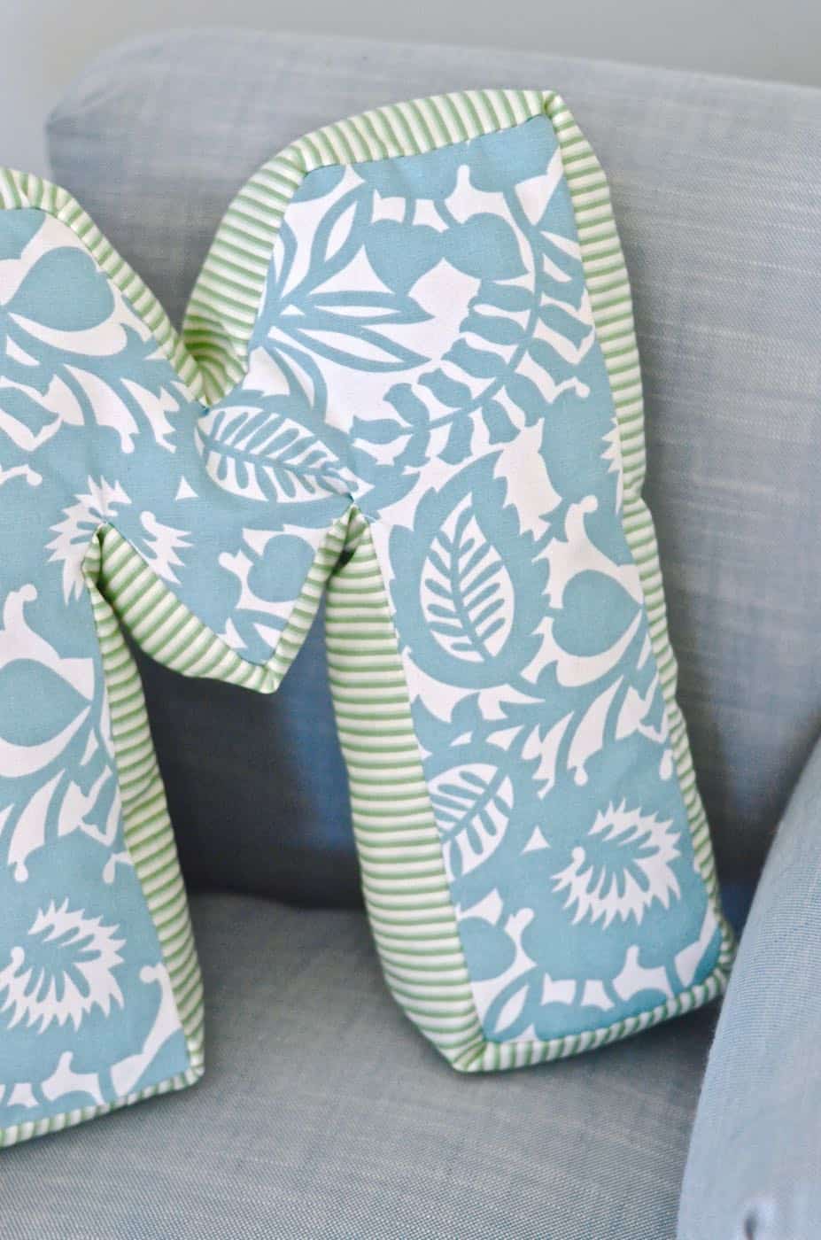 DIY hand sewn fabric letter pillow