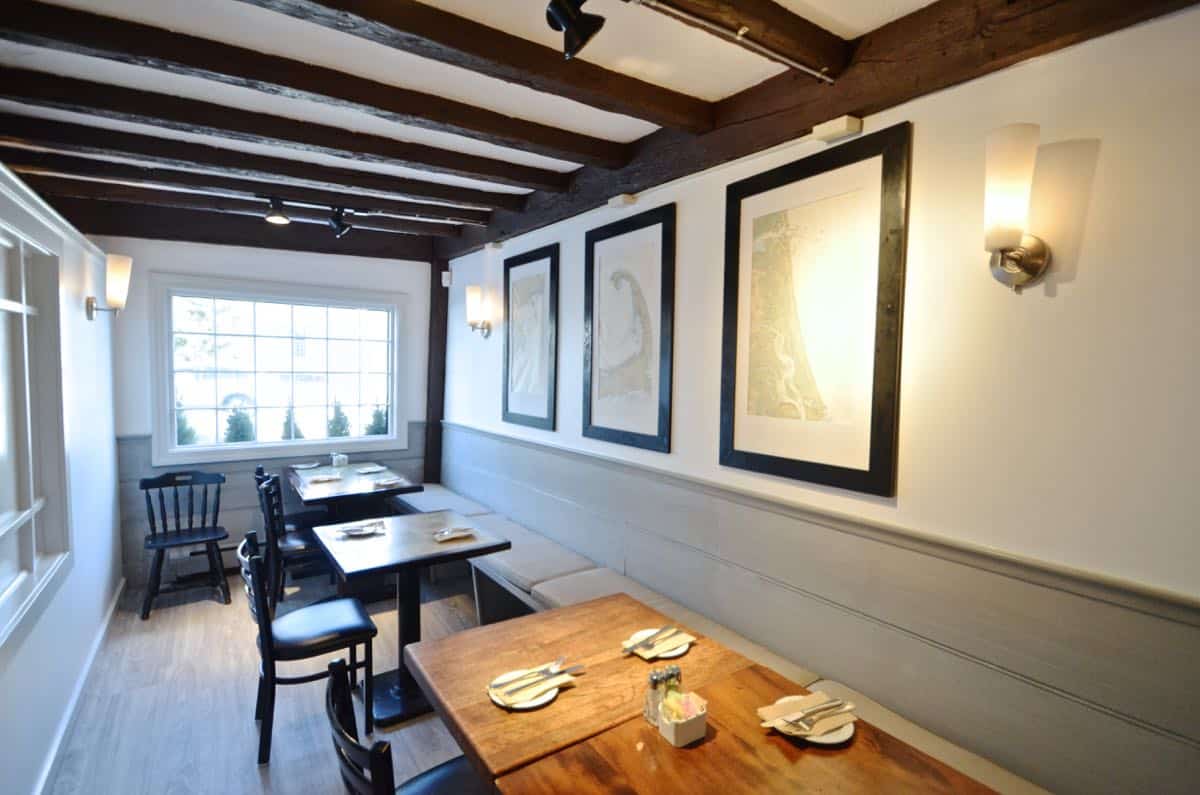 Neighborhood New England restaurant gets a nautical and chic makeover on a big time budget.