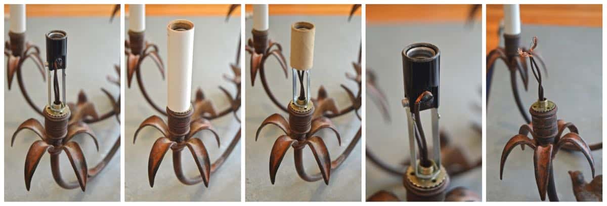 Step by step instructions for rewiring a thrifted chandelier