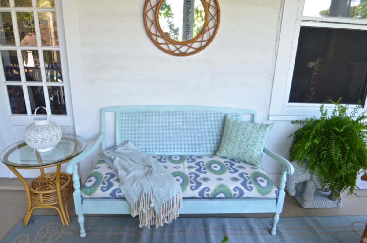 porch makeover on a budget using DIY and thrifted finds