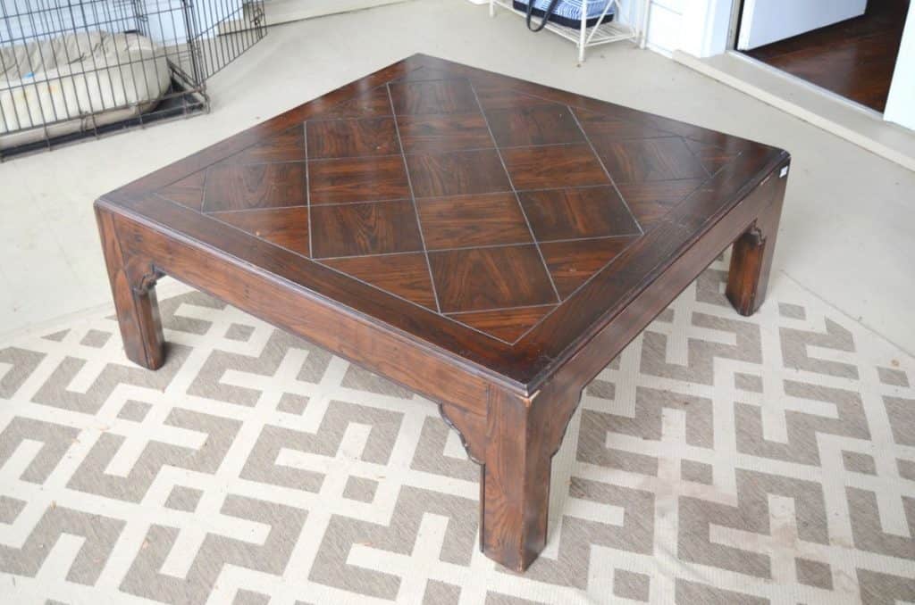 Coffee Table to Ottoman Makeover