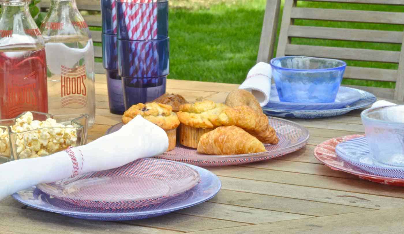 4th of July patriotic red blue and white plates.