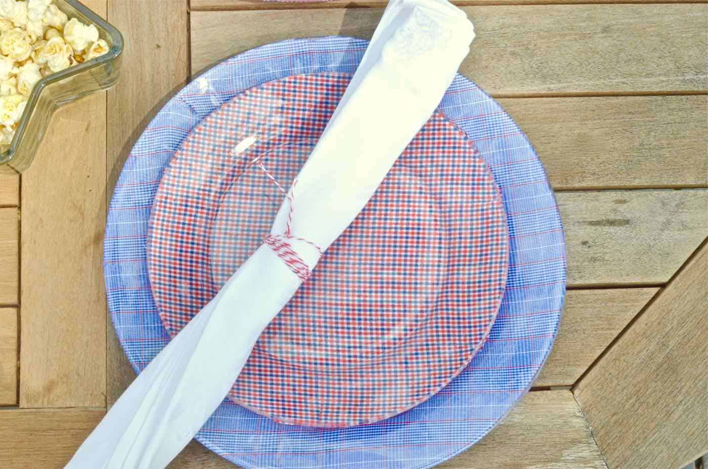 4th of July patriotic red blue and white plates.