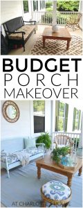 This porch got an entire makeover thanks to some elbow grease and some simple thrift store finds!