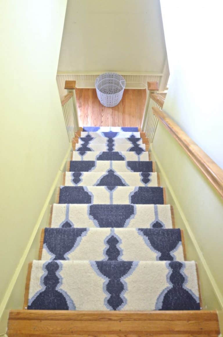DIY Staircase Runner with Stair Rods