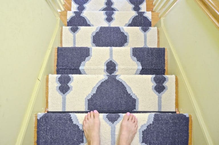 DIY Staircase Runner with Stair Rods… For Cheap
