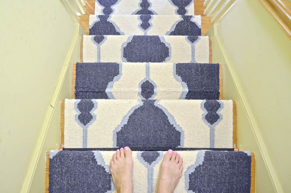 DIY Staircase Runner with Stair Rods