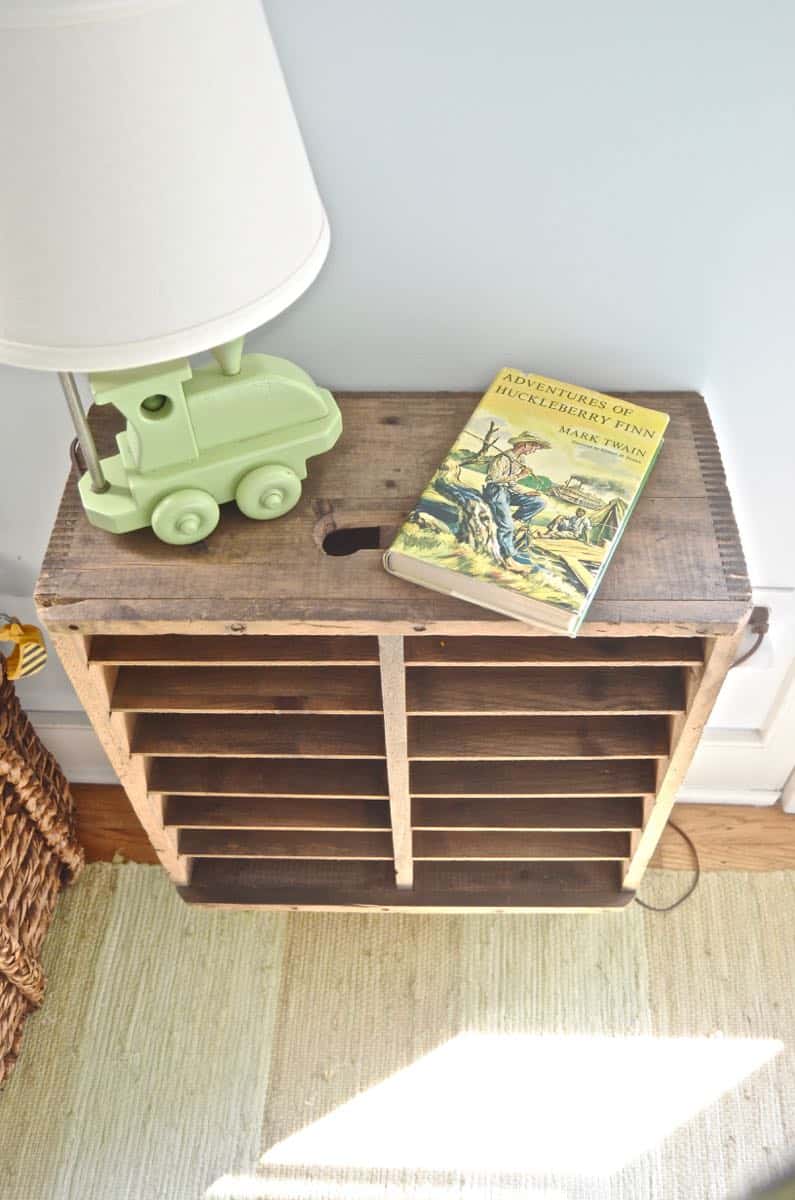 Vintage and flea market treasures for a little boys room.