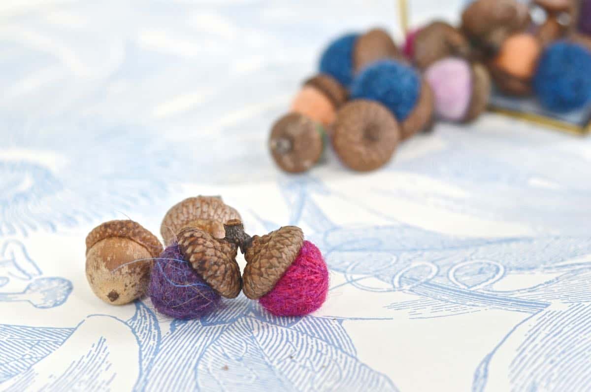 Use scrap wool to make these adorable Felted Wool acorns