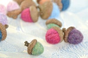 Use scrap wool to make these adorable Felted Wool acorns