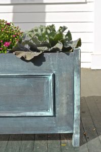 DIY wooden metallic planters with faux painting technique.