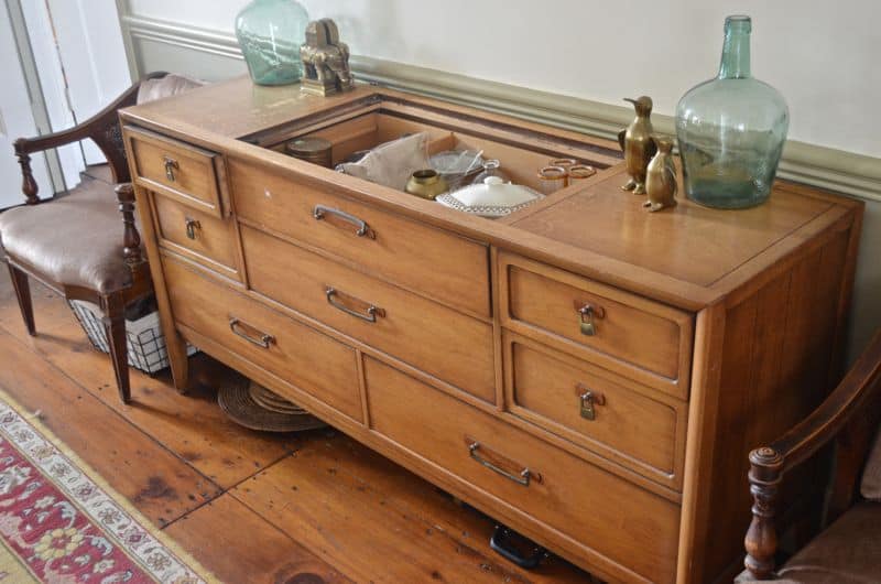 Adding a marble topper to this salvaged wooden buffet.