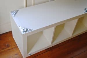 Turn this standard ikea shelf into a comfortable upholstered bench seat.
