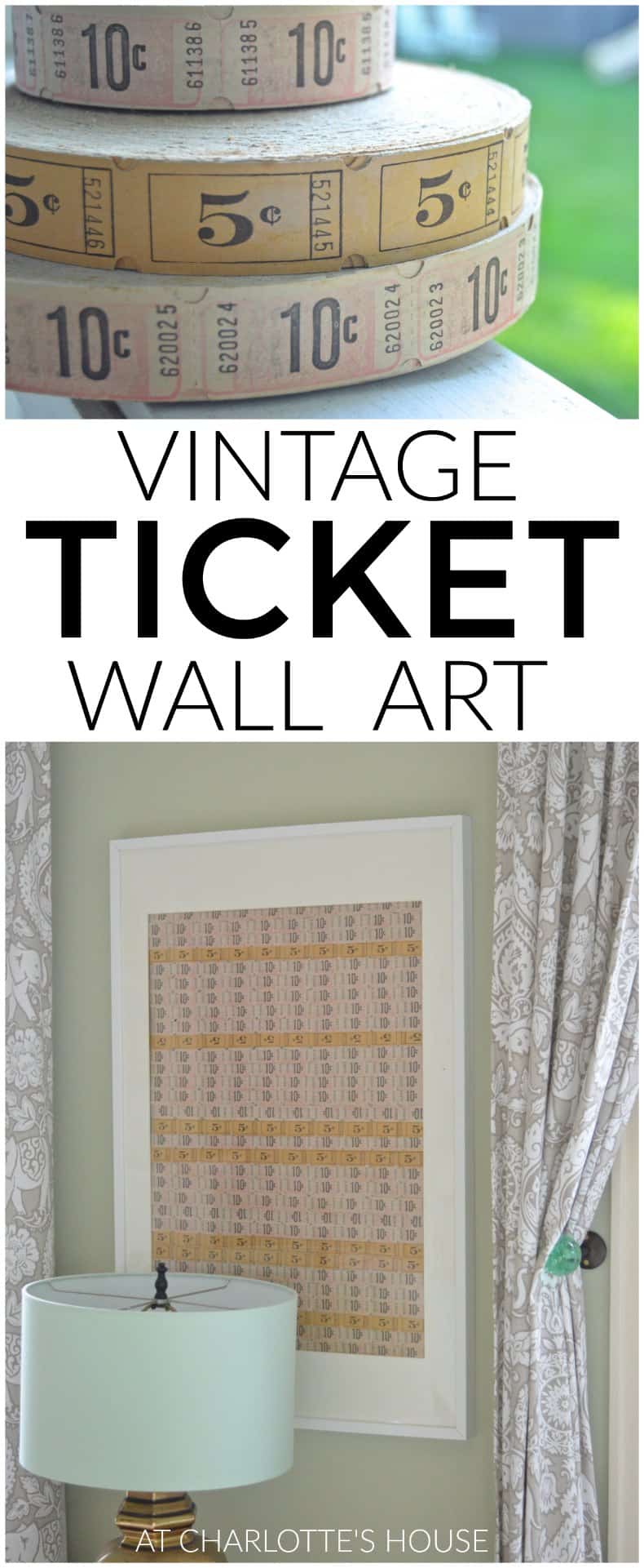 Using vintage tickets to make simple wall art.