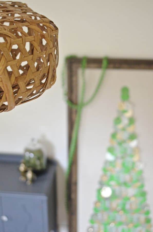 Large framed Christmas tree using easy inexpensive hardware store items.