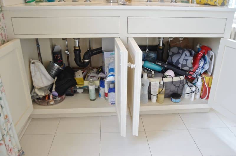 clutter under bathroom sink