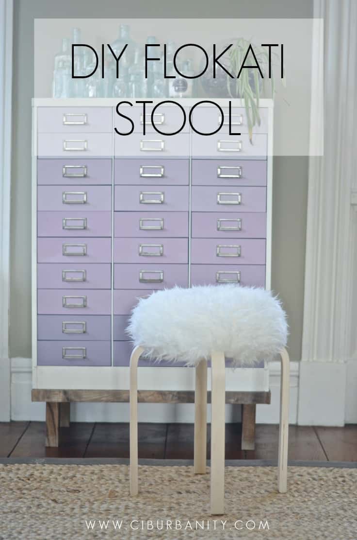 DIY flokati stool