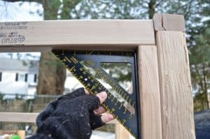 Measuring corners for shed
